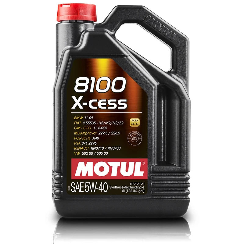 Motul 102870 | Motul 8100 X-cess 100% Synthetic Engine Oil for Petrol & Diesel Vehicles | Fully Synthetic Car Engine Oil | SAE J 300, 5W-40 | 5 Litres