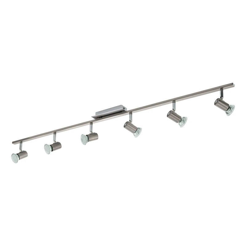 Eglo LED Ceiling lamp Rottelo, 6-Light Ceiling Spotlight, Metal Ceiling Fixture, Living Room lamp in Matte Nickel, Chrome, Spots with GU10 Bulbs, Warm White, L 116 cm