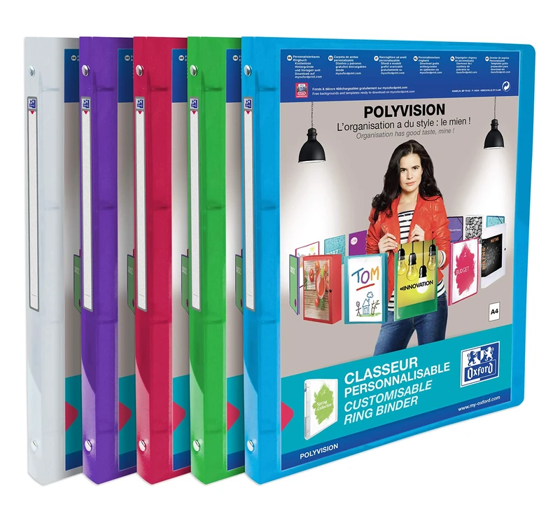 Elba Polyvision 100202273 959034-20 Personalisable Folders Set of 12 Assorted Colours / Transparent