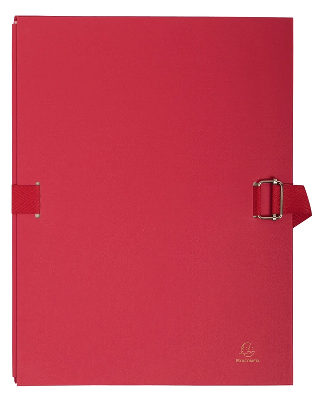 Exacompta - Ref 725E - Expanding Folder - 240 x 320mm in Size, Suitable for Storing A4 Documents, Expands Up To 13cm , Coloured Canvas with Matching Strap - Red (Pack of 10)