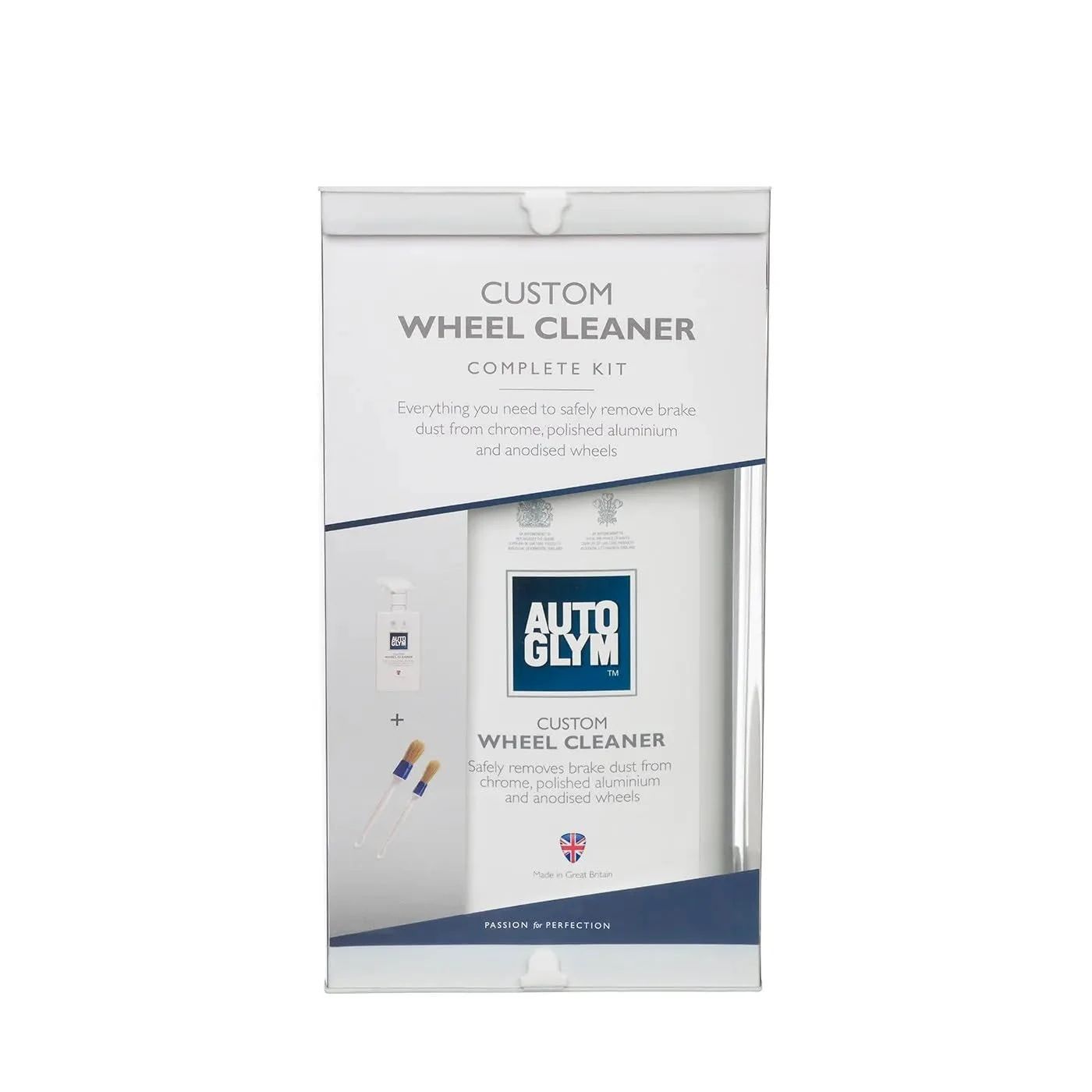 Autoglym Custom Wheel Cleaner - Premium Car Care Kit Comes with (500ml) Acid-Free Car Wheel Cleaner Spray and (2) Soft Car Wheel Cleaning Brushes