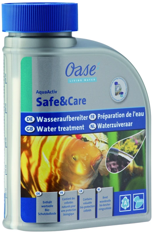 Oase 43151 AquaActiv Safe&Care Water Conditioner Fish Safe for Ponds 500 ml - Fast Effective Conditioner for Filling Water with Organic Mucosa Protection Ideal for Fish Pond Koi Pond Garden Pond - Image 1