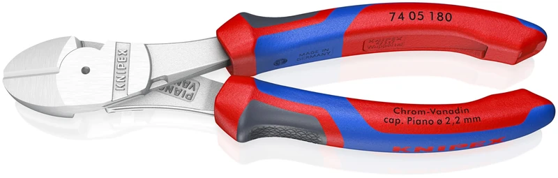 KNIPEX High Leverage Diagonal Cutter Self-Service Card Chrome-Plated with Comfort Handles 180 mm, 74 05 180 SB