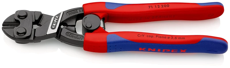 KNIPEX Cobolt Compact Bolt Cutter Self-Service Card with Slim Multi-Component Grips 200 mm, 71 12 200 SB