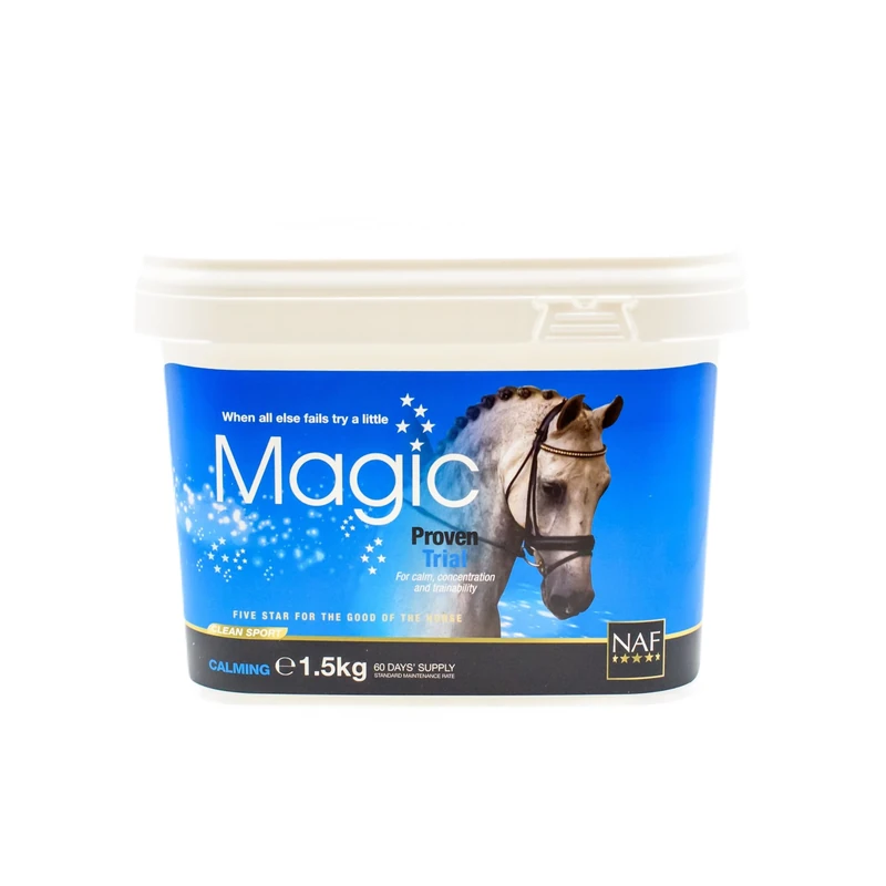 NAF Five Star Magic 1.5kg – Advanced Calming Supplement for Horses – Magnesium-Based Formula with Herbal Extracts – Supports Relaxation & Concentration- Award-Winning scientifically trialled formula