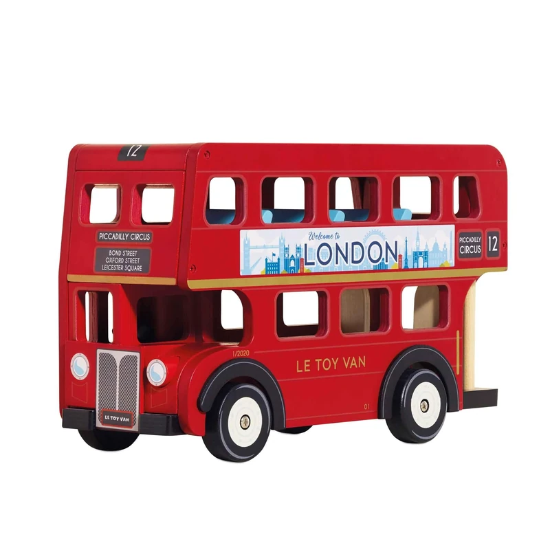 Le Toy Van TV469 Cars & Construction Double Decker Wooden Role Play Suitable for Girls and Boys Toys, London Bus