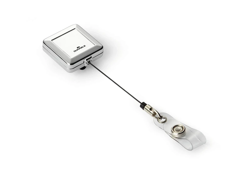 Durable Square Badge Reel in Chrome | Pack of 10 | With Extra Strong Clip | Ideal for Securely Holding Name Badges, Security Passes, Key Fobes, etc.