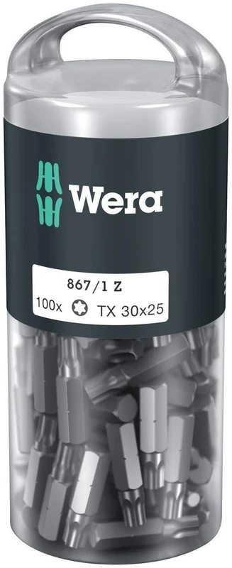 Wera 05072451001 TX30 x 25 mm 867/1 DIY Bit for Socket Screws - Silver (100-Piece)