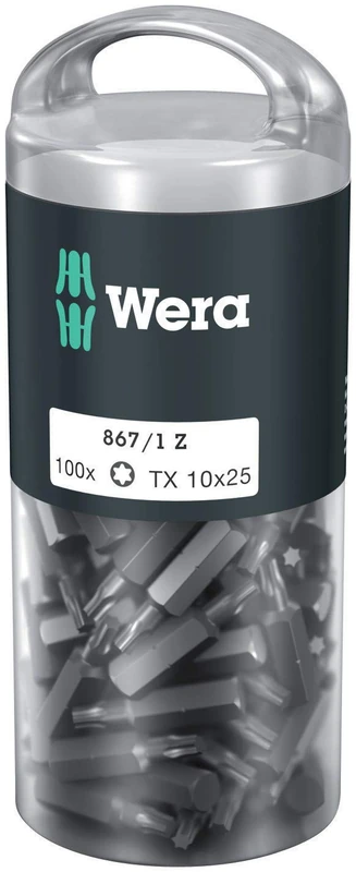 Wera 05072446001 867/1 TORX® DIY 100, TORX® Bits, TX 10 x 25 mm, 100 Pieces
