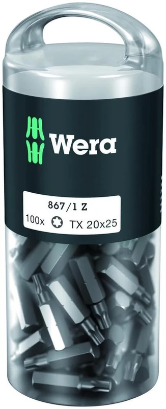 Wera 05072448001 TX20 x 25 mm 867/1 DIY Bit for Socket Screws - Silver (100-Piece)