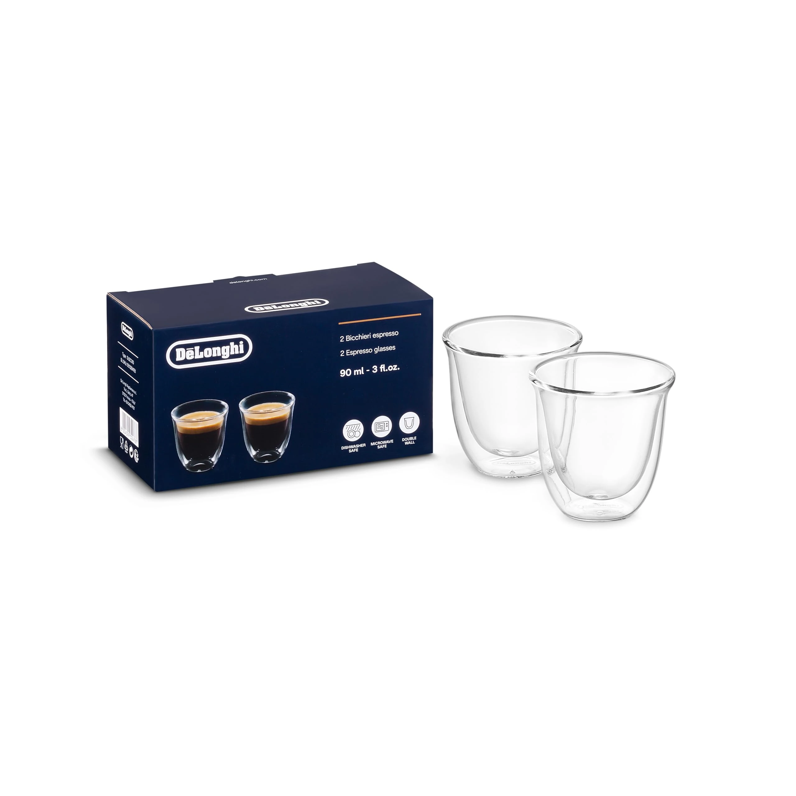 De'Longhi DLSC310 double-walled espresso glass set of 2, 2 pieces (pack of 1)