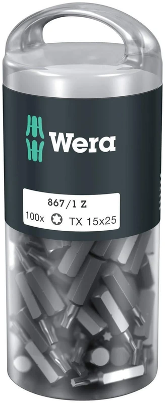 Peachy Antics WERA 05072447001 TX15 x 25 mm 867/1 DIY Bit for Socket Screws - Silver (100-Piece)