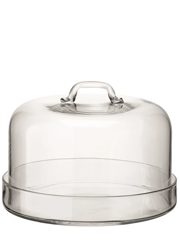 LSA International Serve Plate & Dome Ø24cm/Ø22cm Clear| 1 Unit | Mouthblown & Handmade Glass | SZ12
