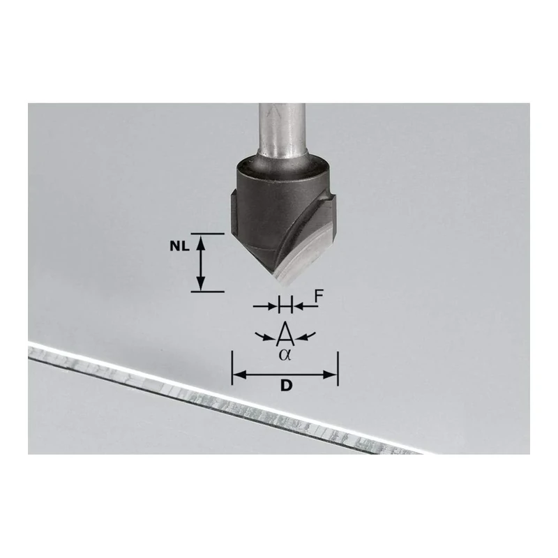 Festool Fresa para ranuras en V HW S8 D18-90°/Alu