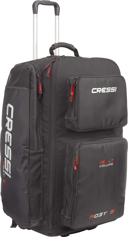 Cressi Moby 5 Trolley Bag Black/Red 115 L - Robust and Spacious Trolley Bag Ideal for Sporting Activities and Travel, Black/Red, 115 L, Unisex