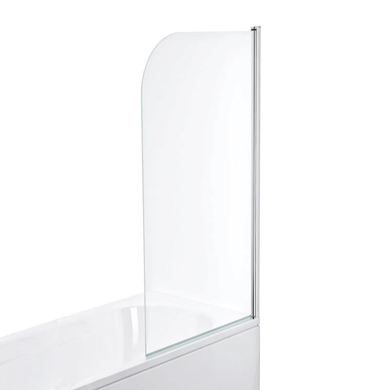 Bath Screen, Shower Screen for Bath 180 Degree Pivot 6mm Tempered Glass Shelf Door Panel with Rounded Corne
