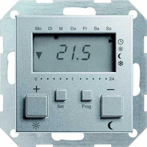 GIRA 237026 Room Temperature Thermostat 230 V with Clock System 55 Aluminium