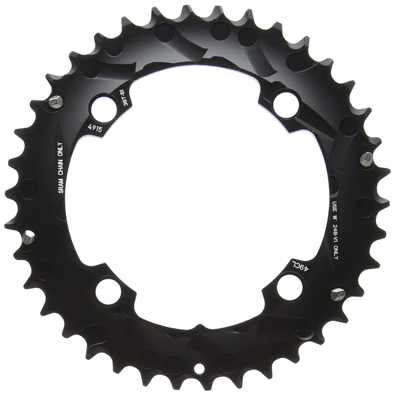 Truvativ CRT38XBS2 Chainring MTB 38T 4 Bolt 104 mm BCD Aluminium No Pin Blast Black 2 x 10 (38-24) S1 (49 mm Chainline), 11.6215.188.420