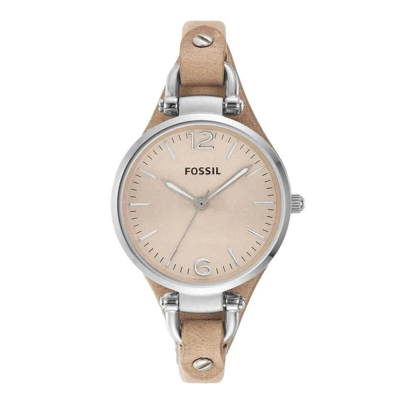 FOSSIL Georgia Womens Quartz Watch with Beige Dial and Brown Leather Strap ES2830