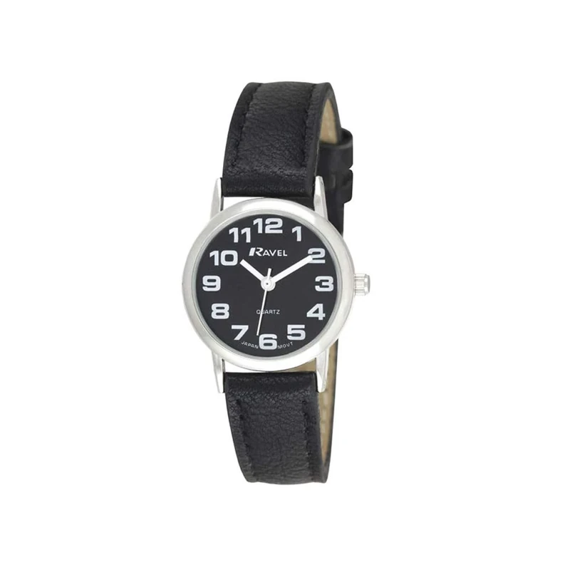 Ravel Women's Easy Read Watch - Big Numbers, Black/Silver Tone, 27mm