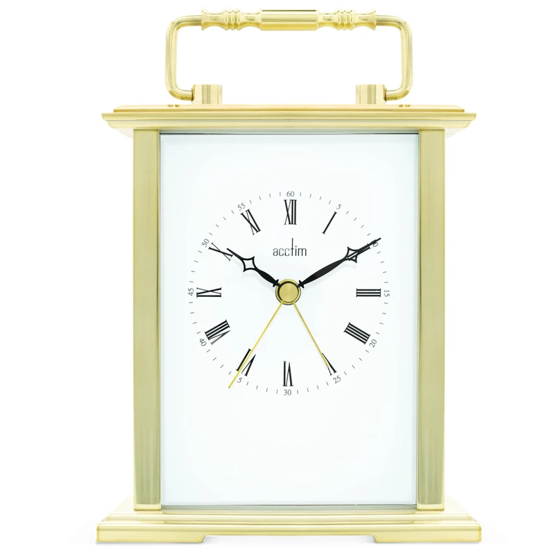 Acctim Gainsborough Mantel Clock Quartz Polished Metal Carriage Clock Energy Efficient Movement Gold 36518