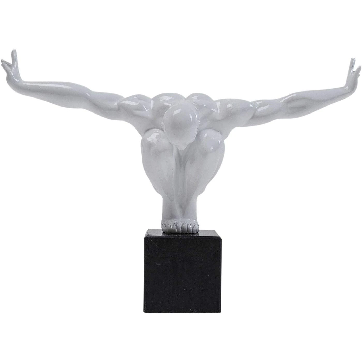 Kare Design Deco Object Athlet, White, Small, Sculpture with Marble Base, Modern, Handmade, Room Decor, Home Decor for Living Room, Bedroom, Hallway, 29x43x15 cm (H/W/D)
