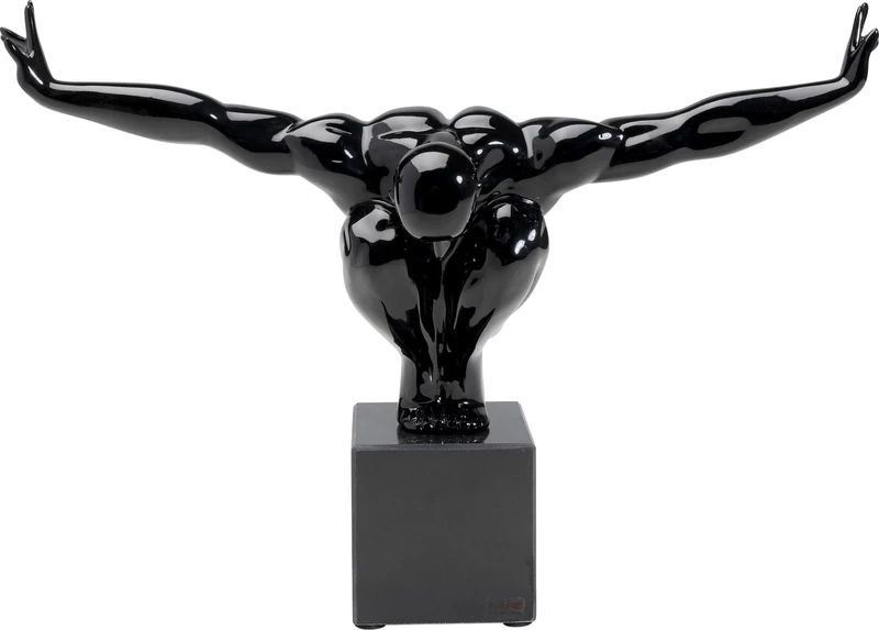 Kare Design Deco Figure Athlete, Black, Sculpture of Man, Room Decor, Home Decor, Table Decoration for Living Room, Bedroom, Hallway, Gift Idea, 29x43x15 cm (H/W/D)