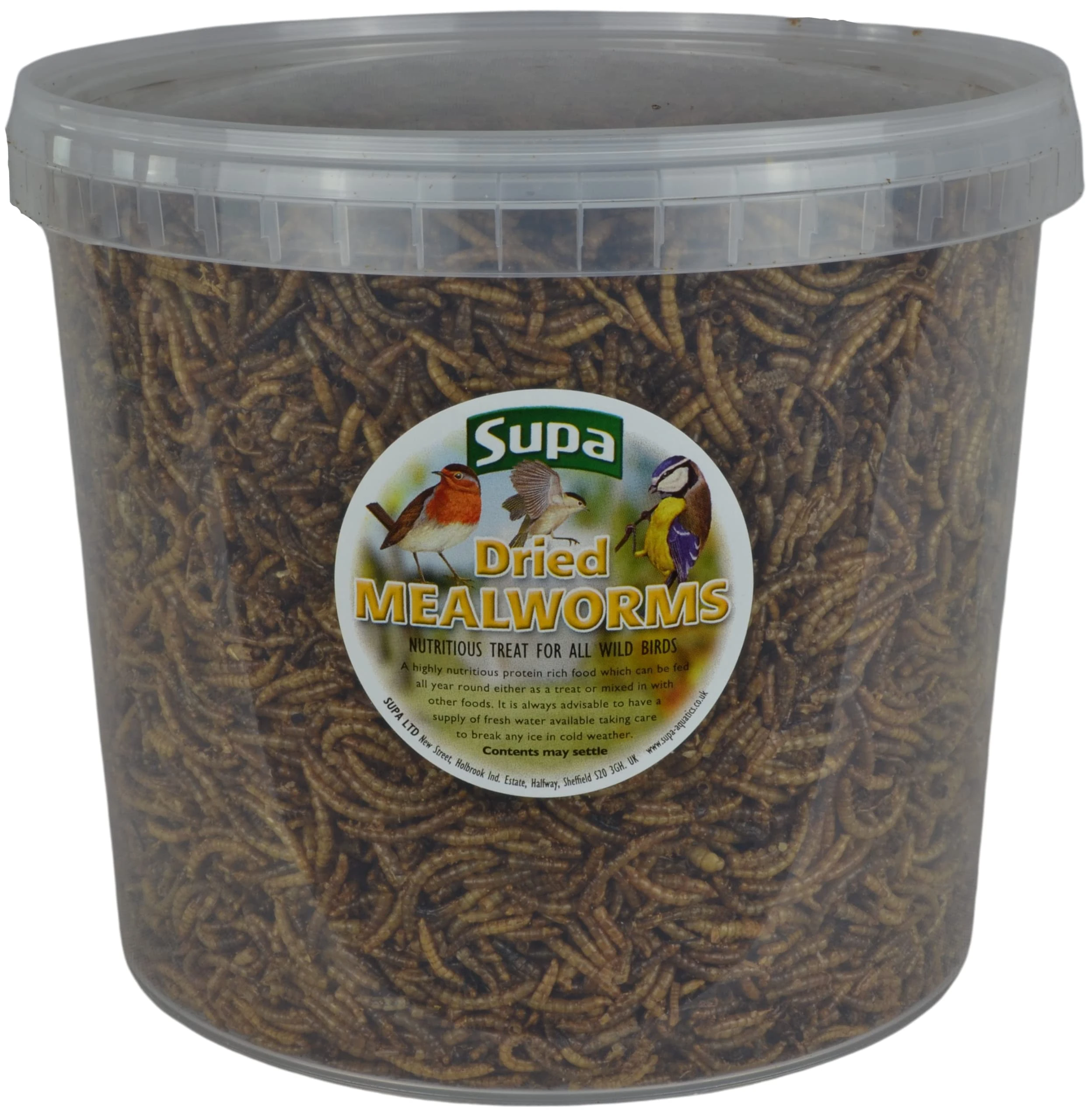 Supa Dried Mealworms for Wild Birds, 5 Litre Bucket, High Energy Protein Rich Treat, Attract More Birds to Your Garden, Quality Wild Bird Food.