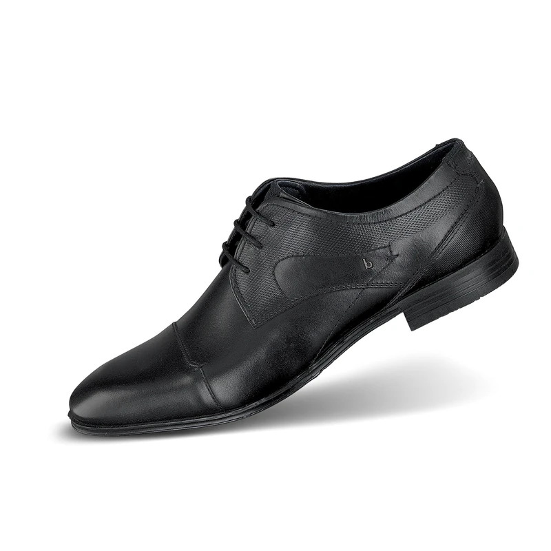 bugatti Men's Business Low Shoe Made of Leather, Derby with Cross Cap and Elegant Lines, Black, 6 UK - Image 1