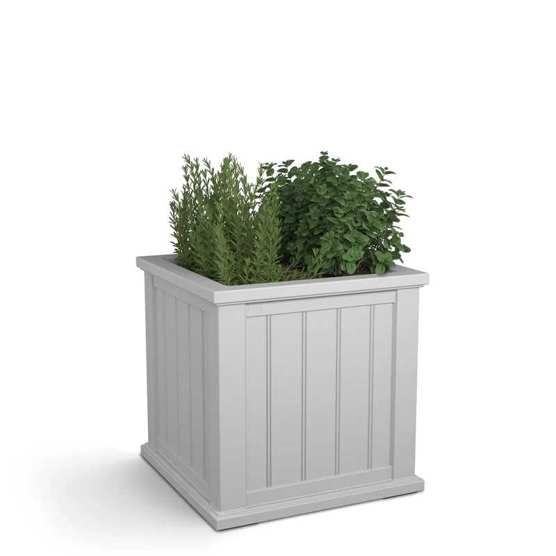 Mayne Polyethylene Planter, White, 20" X 20"