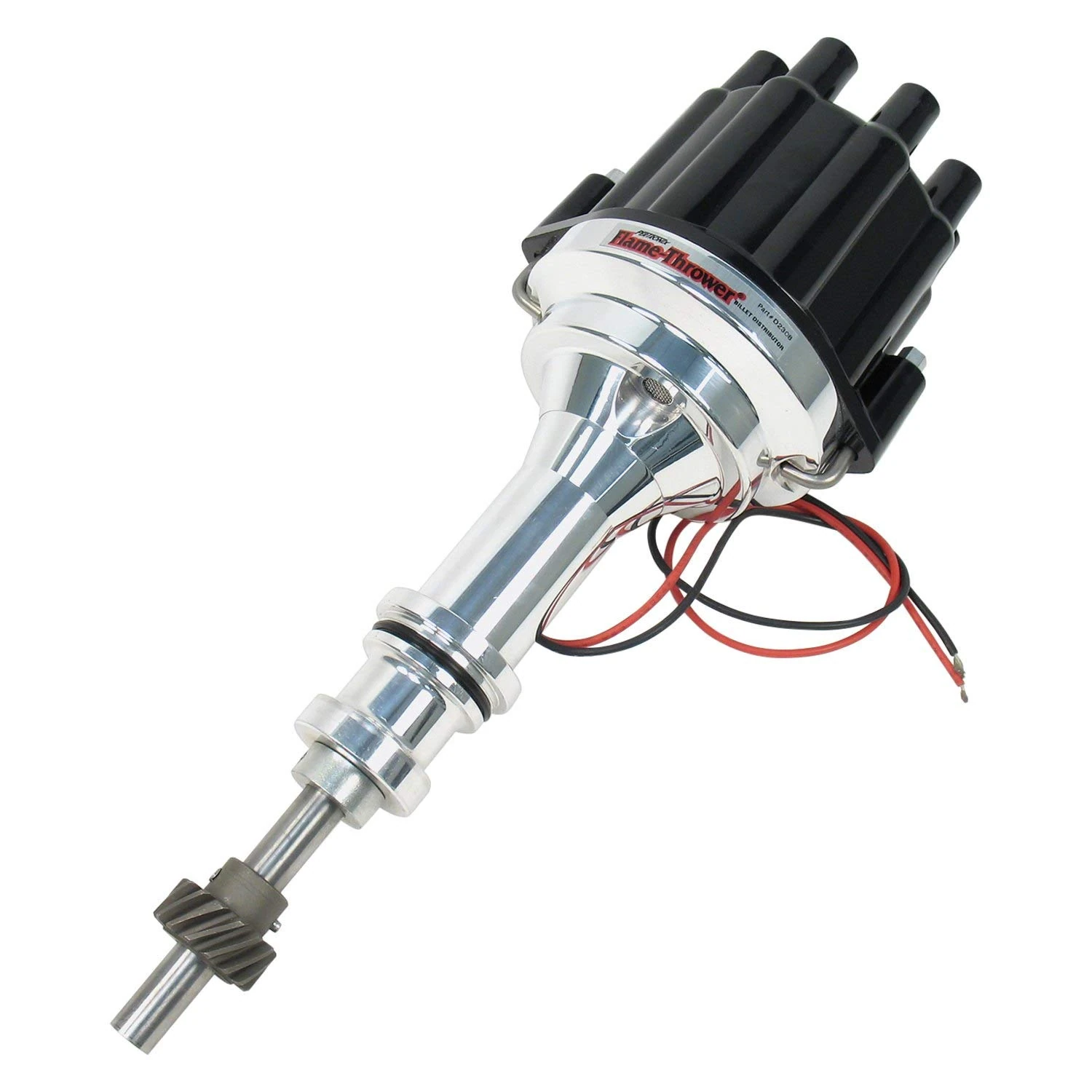 Pertronix D230800 Flame-Thrower Plug and Play Black Cap Marine Billet Electronic Distributor with Ignitor II Technology with Black Cap for Ford 302