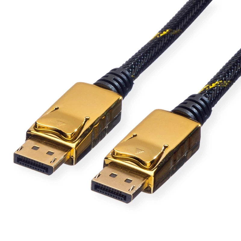 ROLINE GOLD Displayport Cables Transfer of monitor • Beamer • Graphics card Nylon sheath in black DP M / M Plug-Plug 5 m