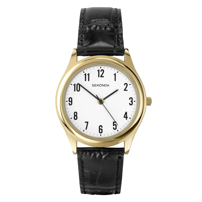 Sekonda Men's Quartz Watch with White Dial Analogue Display and Black Leather Strap 3623.27