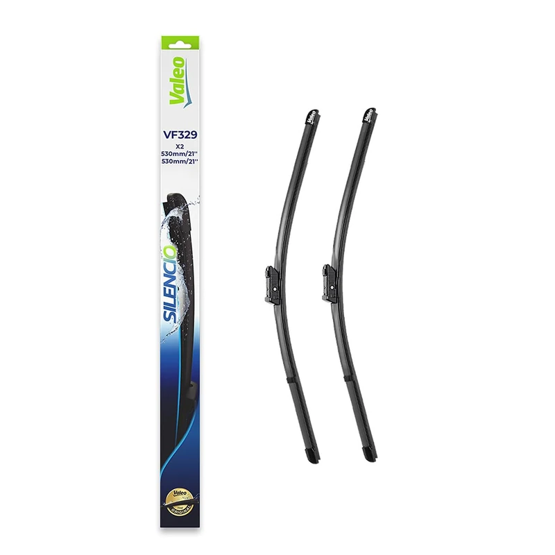 VALEO Silencio Wiper - VF329 - Kit of High Performance, Superior Road Visibility, Easy Installation Original Flat Blades 530mm/530mm - Front - Set of 2 Wiper Blades - 574429