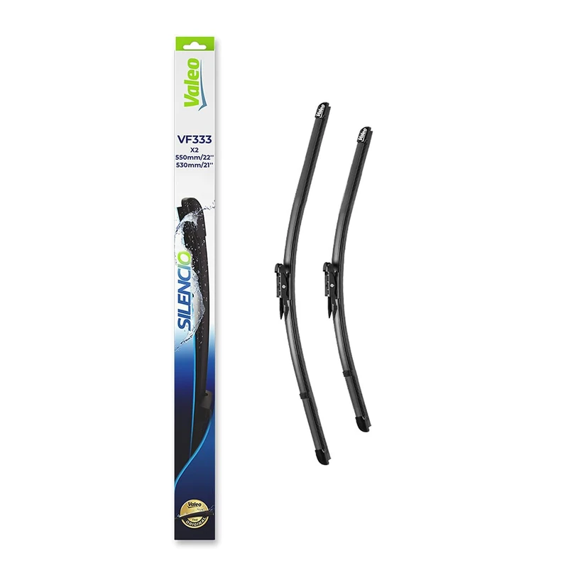 VALEO Silencio Wiper - VF333 - Kit of High Performance, Superior Road Visibility, Easy Installation Original Flat Blades 550mm/530mm - Front - Set of 2 Wiper Blades - 574393