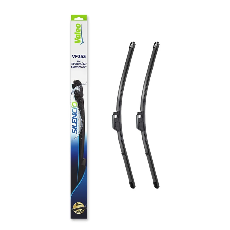 VALEO Silencio Wiper - VF353 - Kit of High Performance, Superior Road Visibility, Easy Installation Original Flat Blades 550mm/550mm - Front - Set of 2 Wiper Blades - 574308