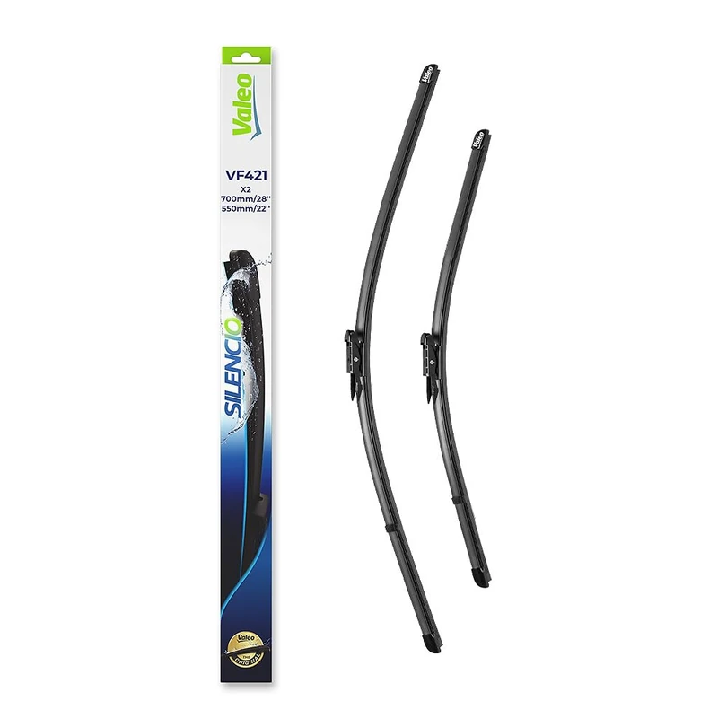 VALEO Silencio Wiper - VF421 - Kit of High Performance, Superior Road Visibility, Easy Installation Original Flat Blades 700mm/550mm - Front - Set of 2 Wiper Blades - 574359