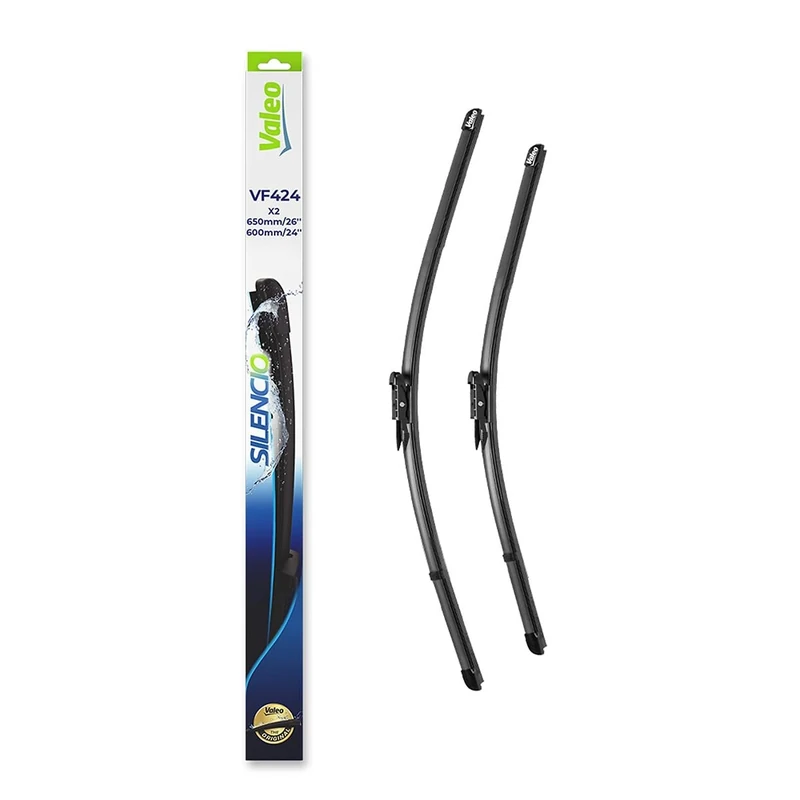 VALEO Silencio Wiper - VF424 - Kit of High Performance, Superior Road Visibility, Easy Installation Original Flat Blades 650mm/600mm - Front - Set of 2 Wiper Blades - 574362