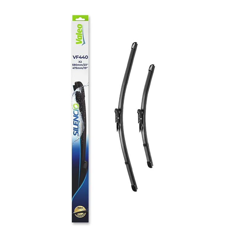 VALEO Silencio Wiper - VF440 - Kit of High Performance, Superior Road Visibility, Easy Installation Original Flat Blades 580mm/475mm - Front - Set of 2 Wiper Blades - 574640