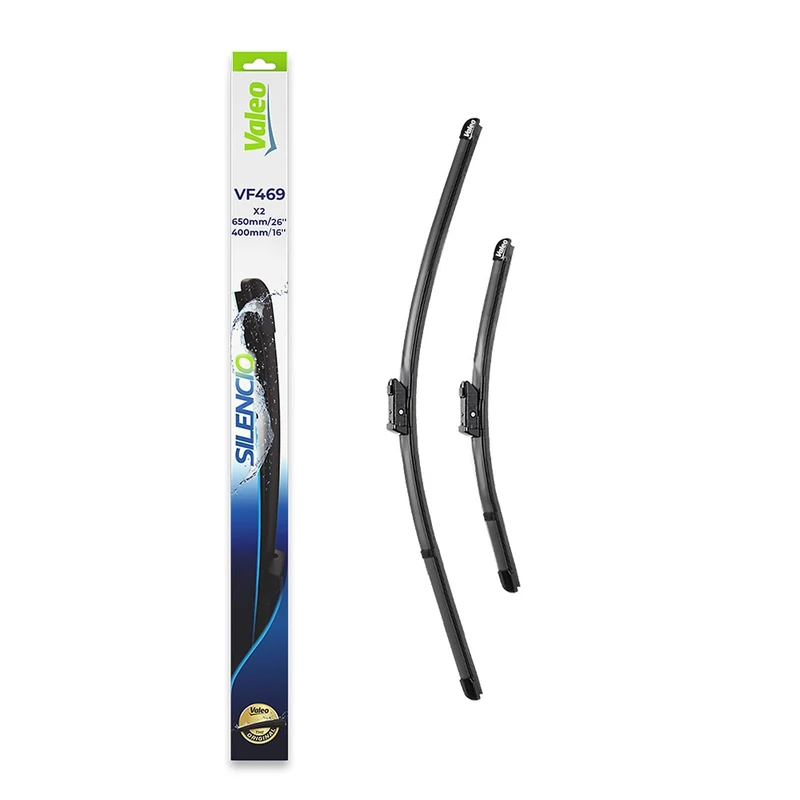 VALEO Silencio Wiper - VF469 - Kit of High Performance, Superior Road Visibility, Easy Installation Original Flat Blades 650mm/400mm - Front - Set of 2 Wiper Blades - 574669