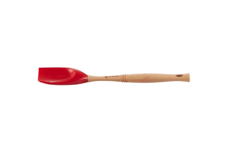 Le Creuset Small Silicone Spatula with Wooden Handle and Removable Silicone Head, Cerise, 93007603060002