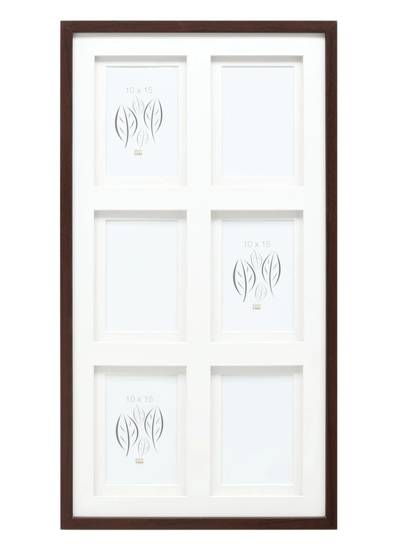 Deknudt Frames S65KQ6-10.0X15.0 Photo Frame with Double Mat Framing for 6 Photos Wooden Brown 64 x 34.5 x 2.3 cm - Image 1