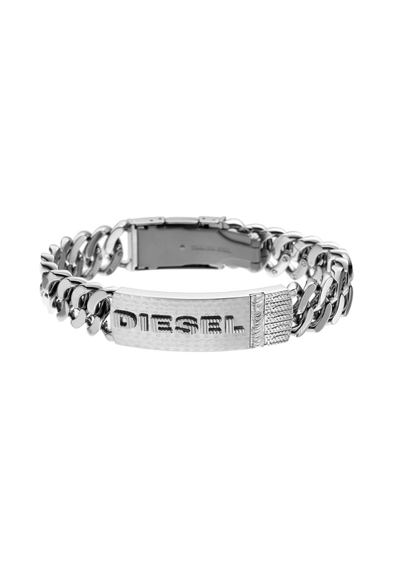 Diesel Bracelet for Men , 18cm-19.5cm Silver Stainless Steel Bracelet, DX0326040
