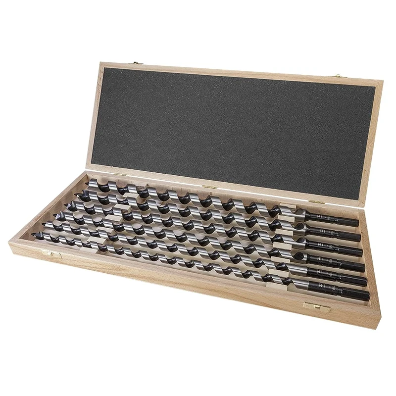 Fisch Auger Drill Bit Set Diameter 6-8-10-12-14-16 mm, Length 235 mm in a Wooden Case