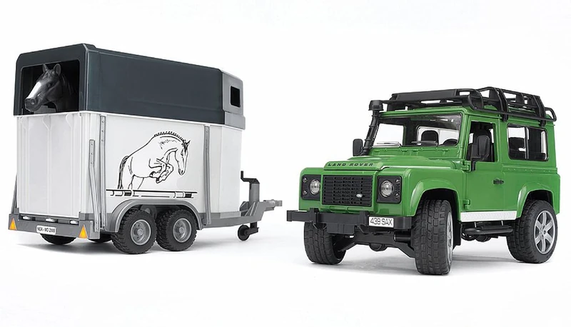 Bruder Landrover Defender Met Paardentrailer En Paard