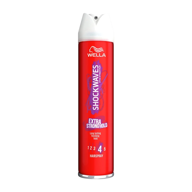 WELLA Shockwaves Extra Strong Hold Control Hairspray 250 ml (Pack of 1) red