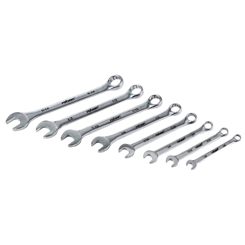 Rolson 46599 8 pc Whitworth Combination Spanner Set