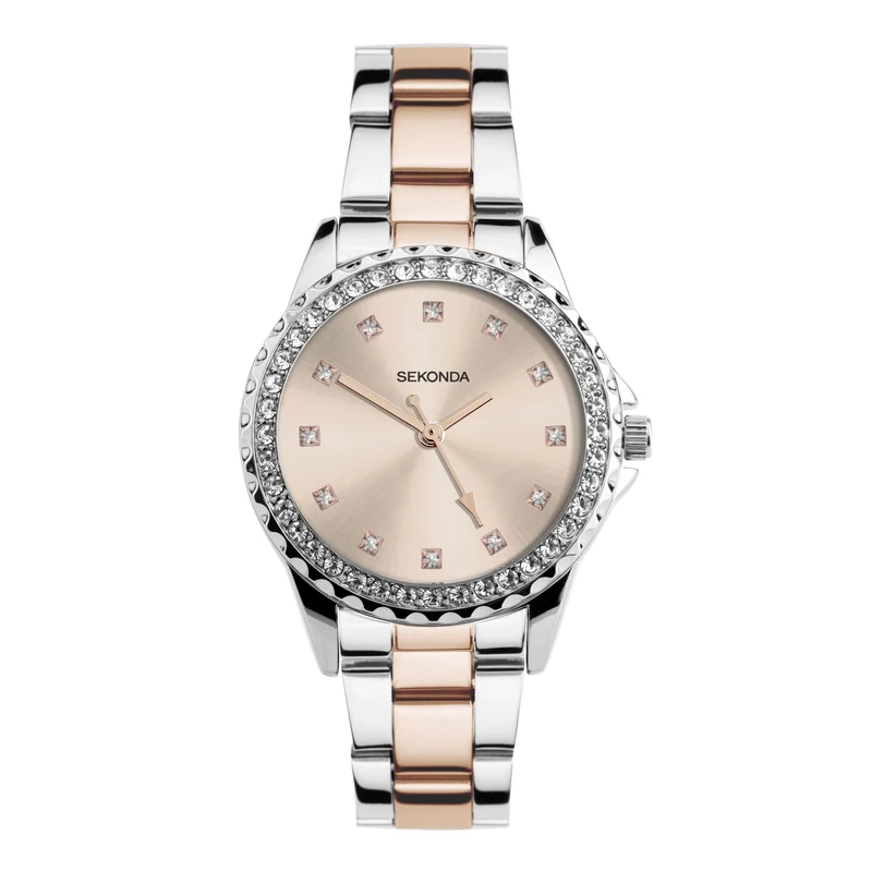 Sekonda Women's Quartz Watch with Rose Gold Dial Analogue Display and Multi-Colour Bracelet 4254.27