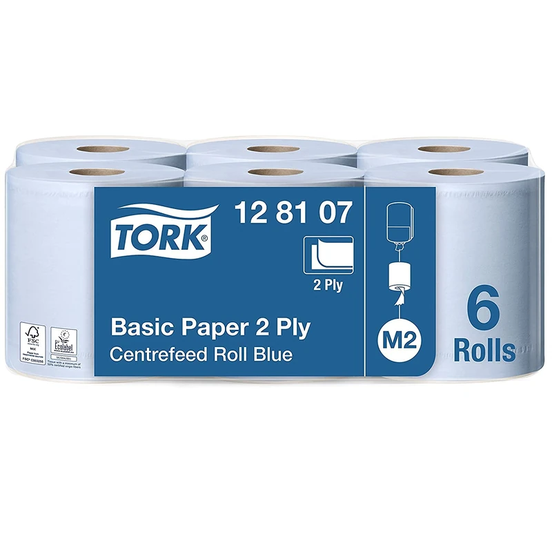 Tork Basic Centrefeed Wiping Paper Blue M2, Cost-Efficient Paper Towels, 6 x 150m, 128107