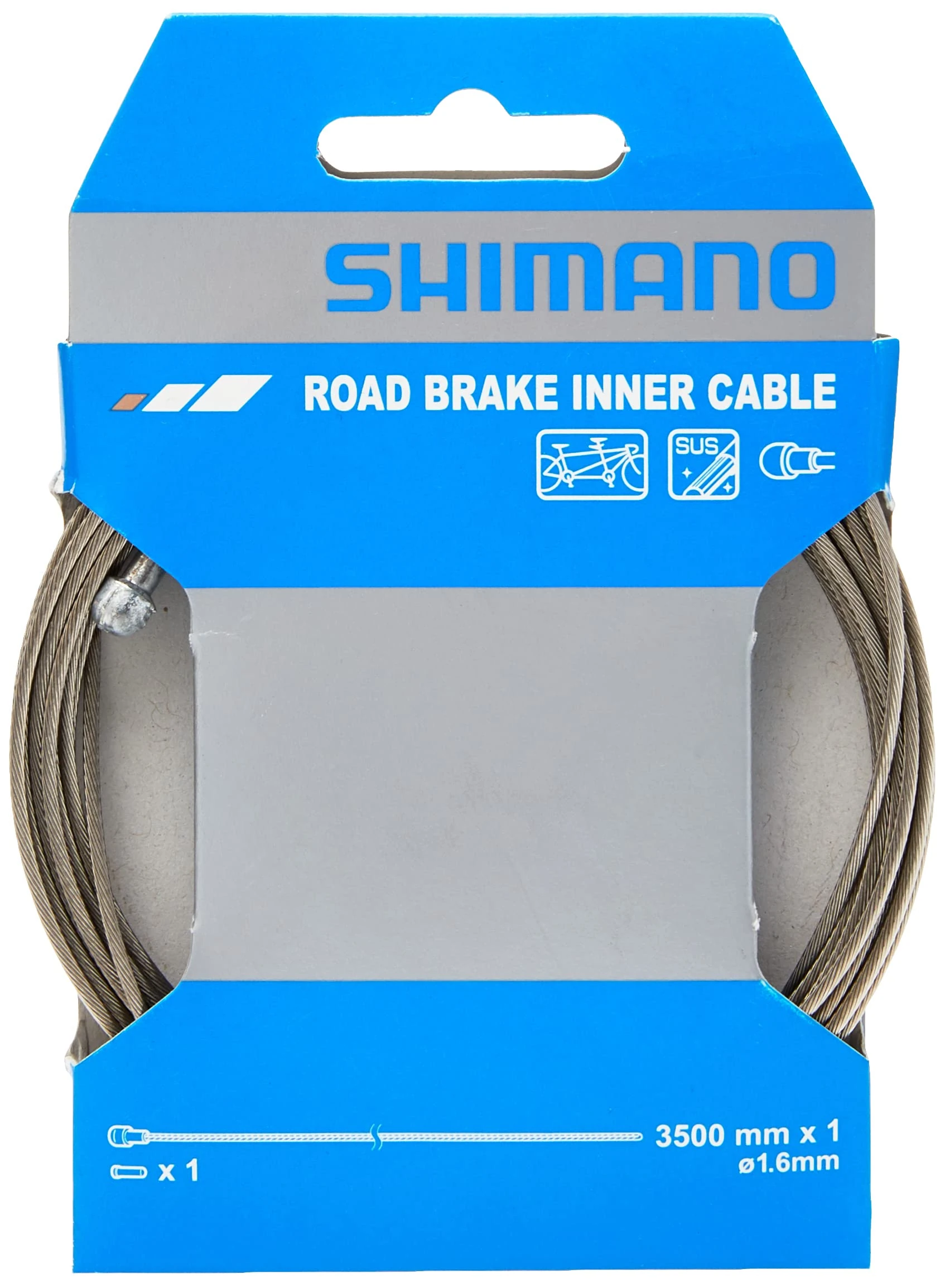 Shimano Road Tandem Stainless Steel Inner Brake Wire,1.6 x 3500 mm, Single